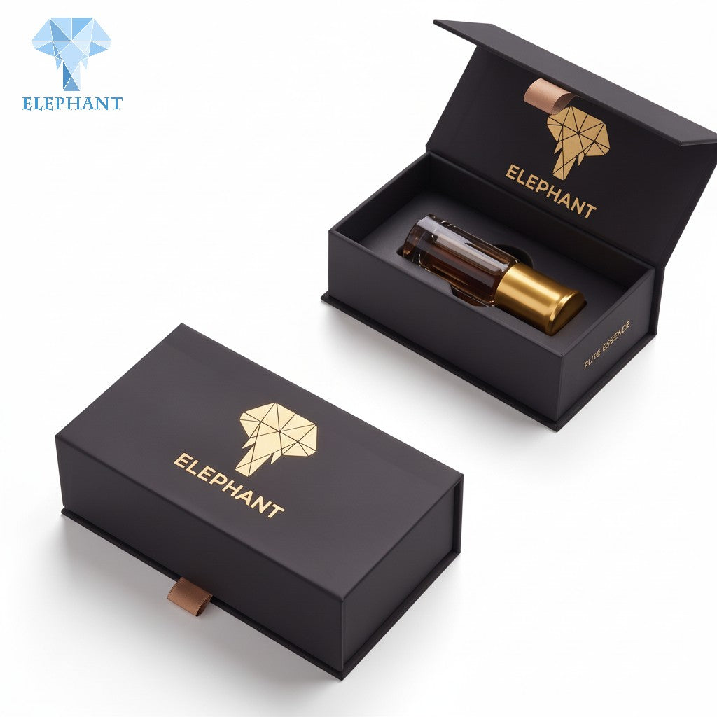 Luxury Gift Packaging Box Matte Lamination Spot UV Essential Oil Box Black Cardboard Rigid Paper Manufacturer Recyclable