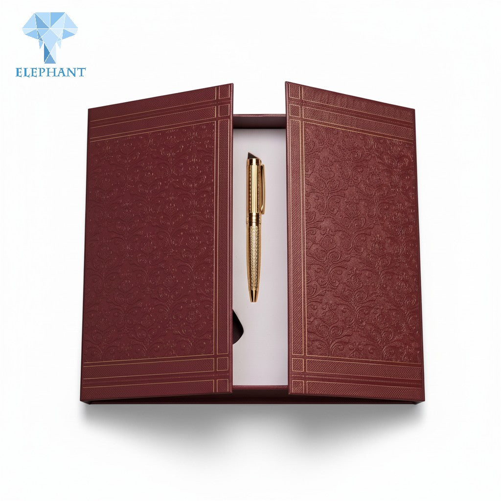 Premium Rigid Gift Box Luxury Stationery Pen Box Card Box Coated Paper Gold Foil Stamping Embossed Recycled Packaging