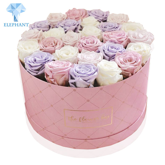 Bouquet I Love You Roses Gift Mom Paper Custom Pink Luxury Round Flower Box