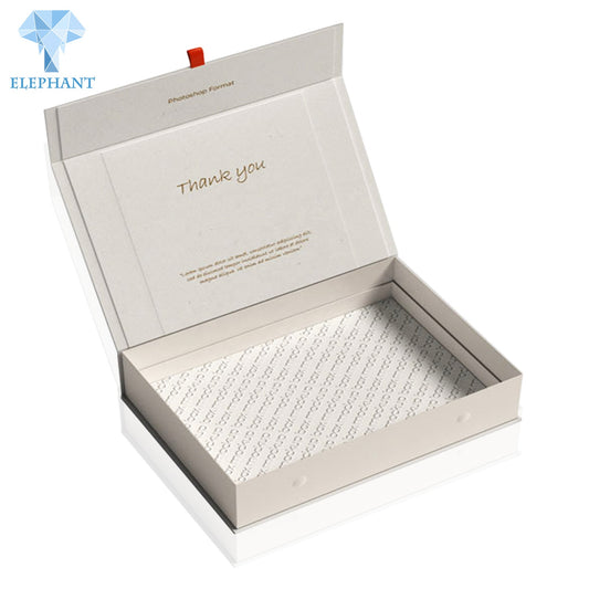 Customized Logo Plain Good Quality White Magnetic Clamshell Gift Box