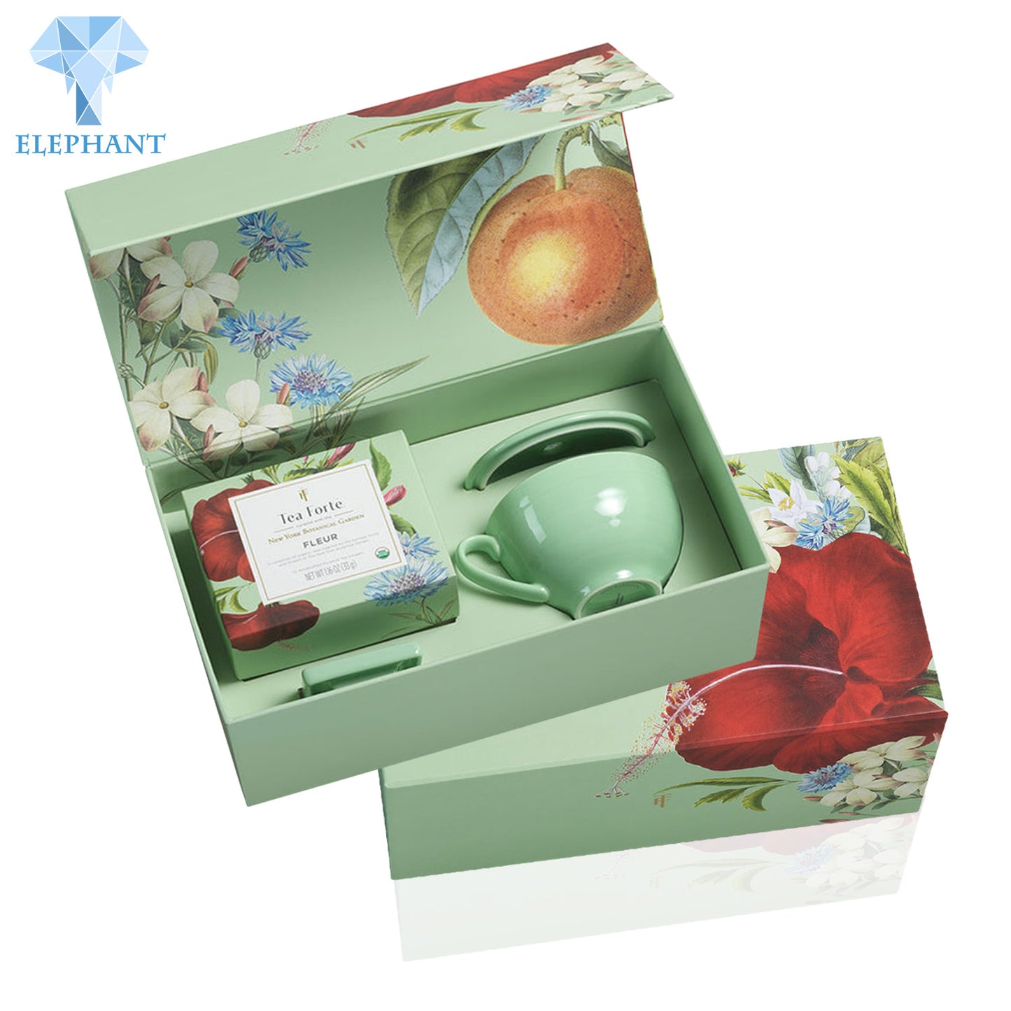 Floral Tea Pot Tea Cup Saucer Set For One People With Color Gift Box Packing