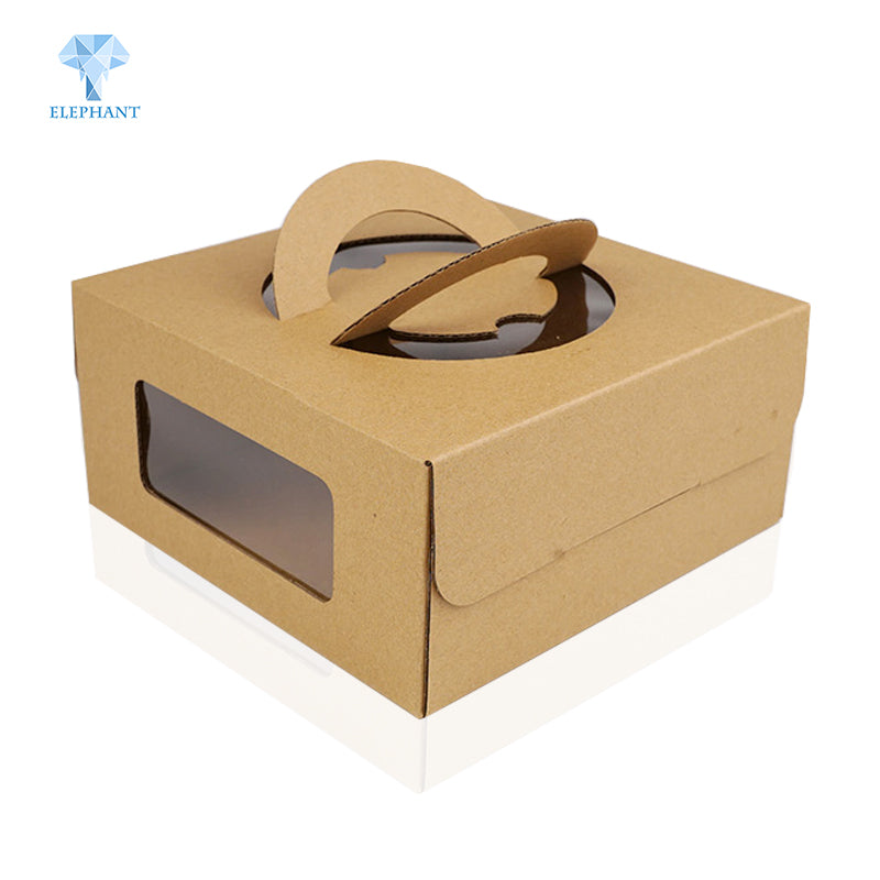 Craft Packaging Brownie White With Handle Cardboard Cake Kraft Paper Box