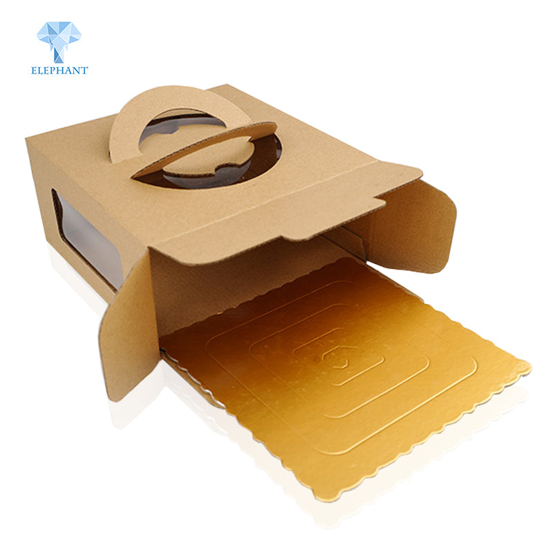 Craft Packaging Brownie White With Handle Cardboard Cake Kraft Paper Box