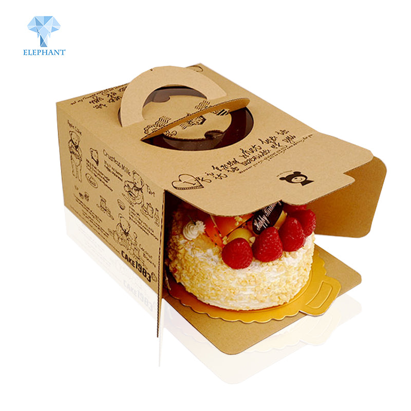 Craft Packaging Brownie White With Handle Cardboard Cake Kraft Paper Box