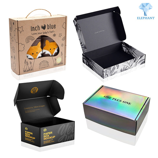 Custom Wholesale Brand Logo Color Printed Folding Kraft Paper Children Shoe Box