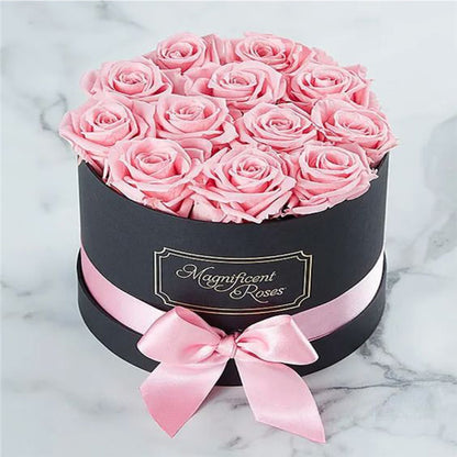Custom Large Small Luxury Black Cylinder Rigid Cardboard Rose Florist Floral Flower Hat Box