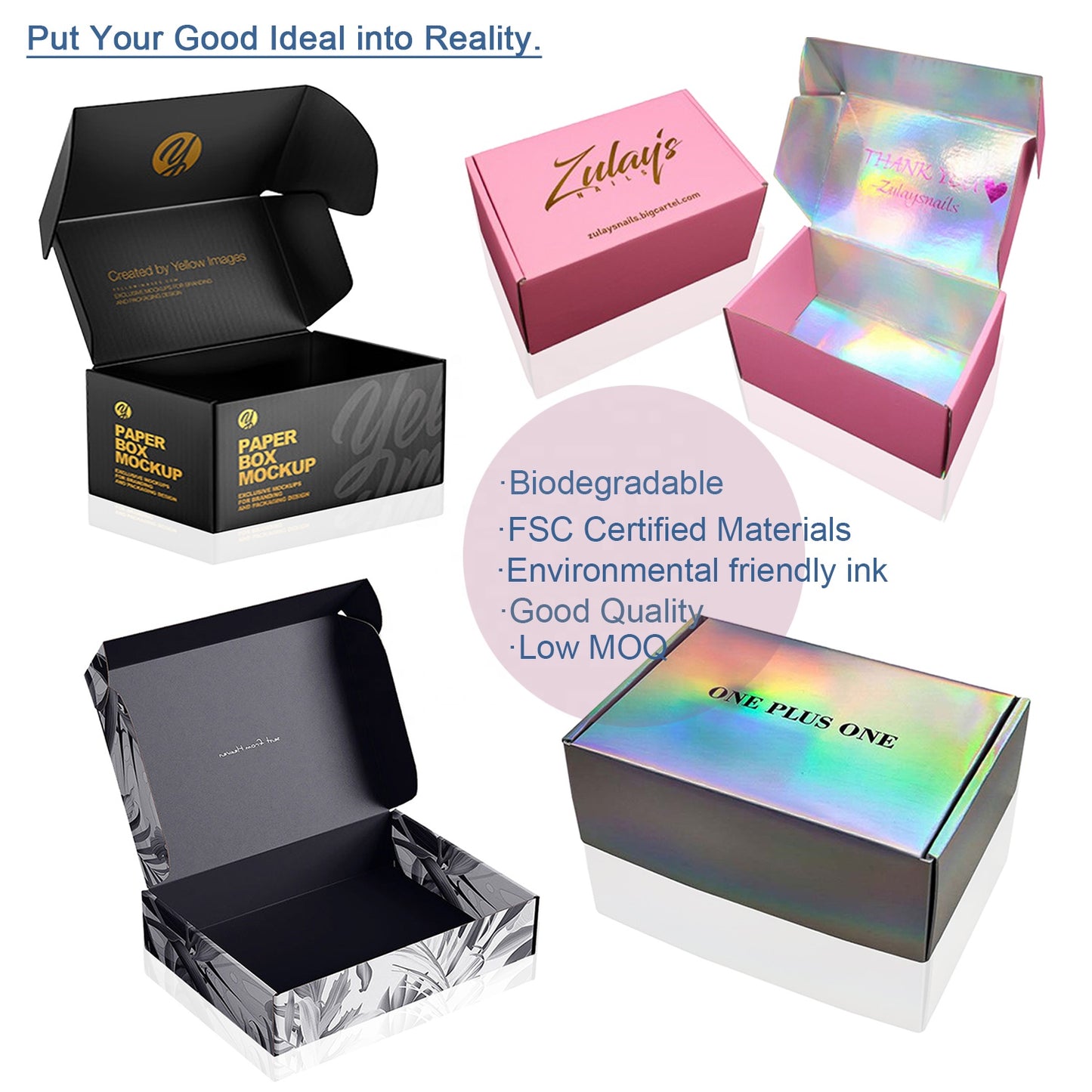 Custom Luxury Recycled Colour Printing Customize Your Own Logo Cosmetic Shipping Mailer Packaging Paper Boxes for Packiging