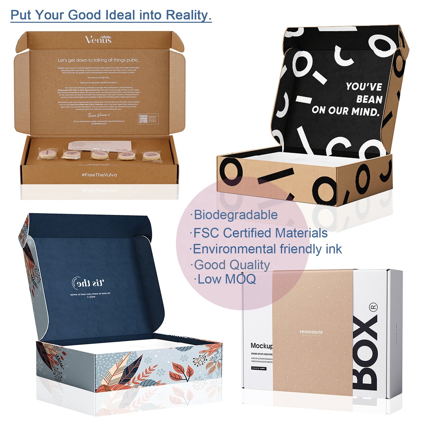 Custom Luxury Recycled Colour Printing Customize Your Own Logo Cosmetic Shipping Mailer Packaging Paper Boxes for Packiging