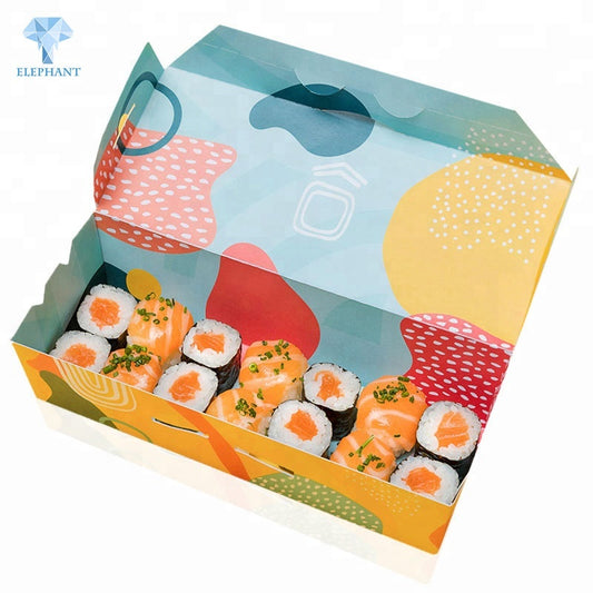 Custom Logo Printed Eco High Quality Premium Food Grade Fancy Disposable Food Sushi Packing Takeaway to go Packaging Box