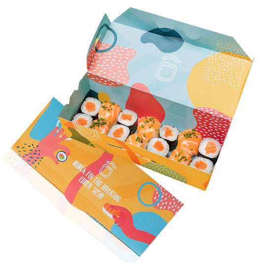 Custom Logo Printed Eco High Quality Premium Food Grade Fancy Disposable Food Sushi Packing Takeaway to go Packaging Box