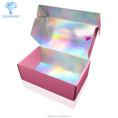 Custom Logo Makeup Cosmetic Brush Valentines Day Pink Holographic Mailing Packaging Box
