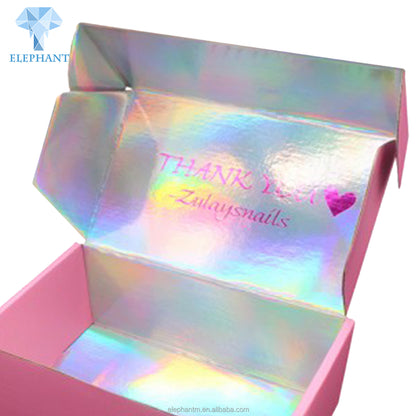 Custom Logo Makeup Cosmetic Brush Valentines Day Pink Holographic Mailing Packaging Box