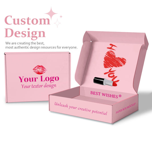 Custom Pink made pack fancy corrugated cosmetic Packaging postage mailer box