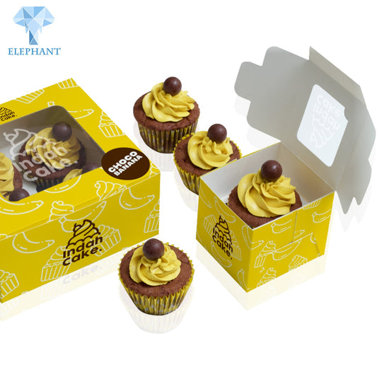 Custom Small Cookie Cakes And Cupcakes Pastry Box With Clear Lid Windows