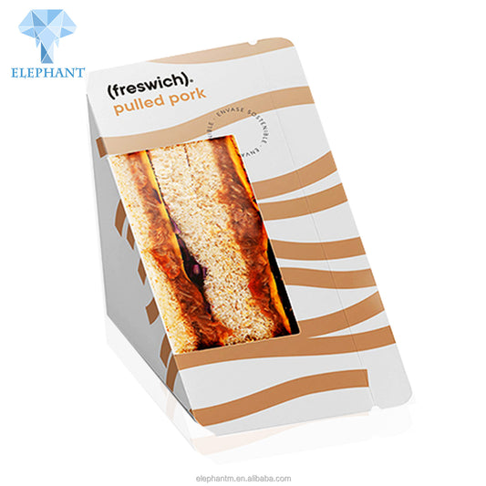 Custom Food Grade Triangle Cake Bread Sandwich Paper Box With Window