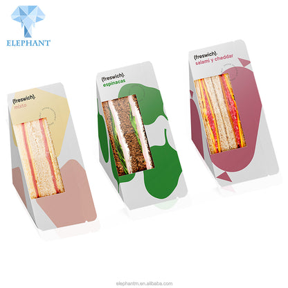 Custom Food Grade Triangle Cake Bread Sandwich Paper Box With Window