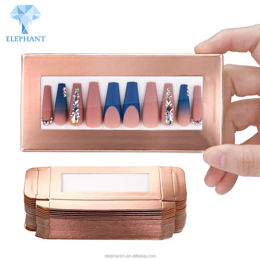 Empty Tips Glitter Holographic Golden False Lashes And Press On Artificial Nail Box Packaging