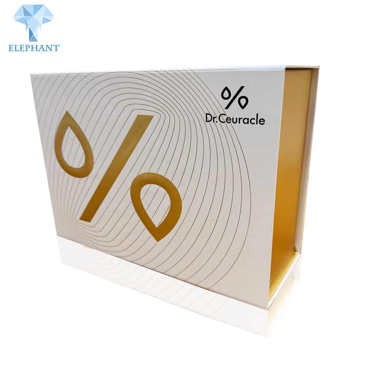 Custom Logo Luxury Good Quality Foldable Festival Gift White Gold Magnetic Folding Cardboard Packaging Box