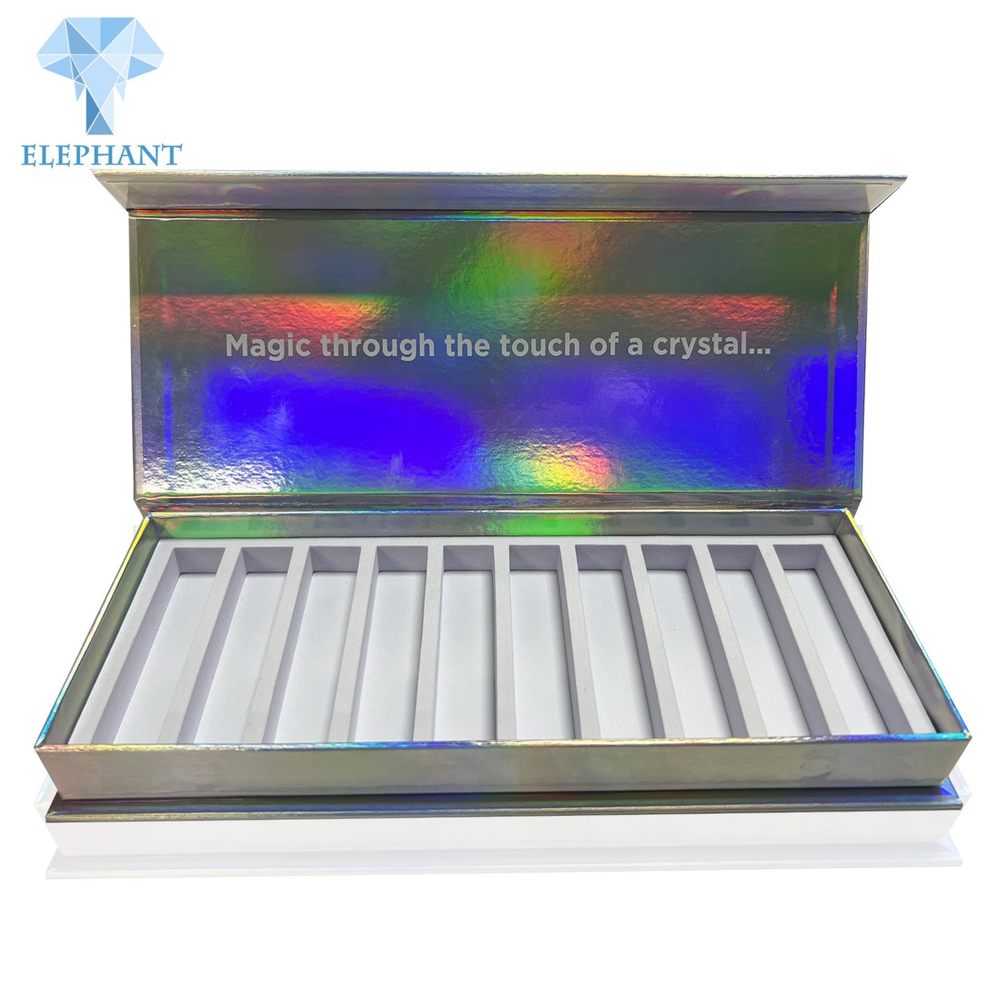 Flip Top Rigid Cardboard Silver Holographic Nail Polish Rectangle Magnetic Packaging Box