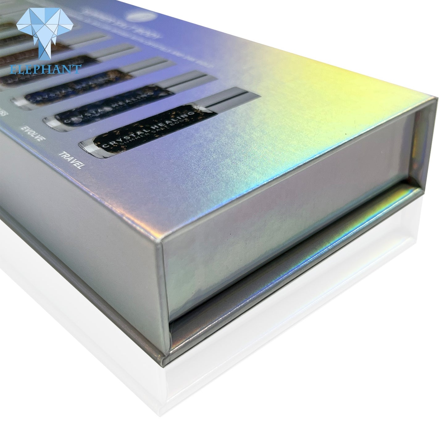 Flip Top Rigid Cardboard Silver Holographic Nail Polish Rectangle Magnetic Packaging Box