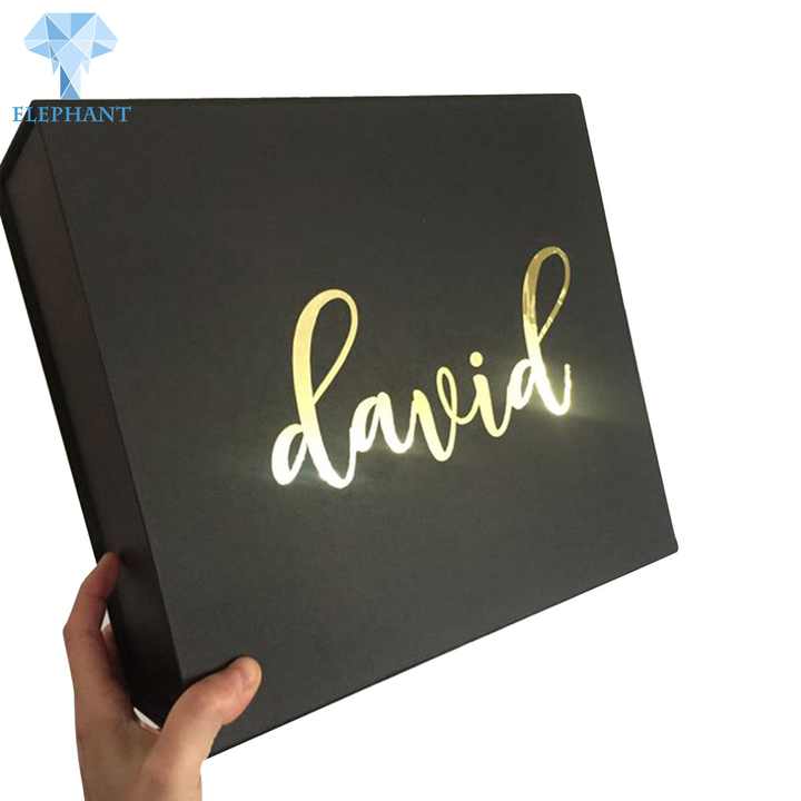 Custom Logo Luxury Black Cardboard Folding Foldable Magnetic Gift Box With Ribbon