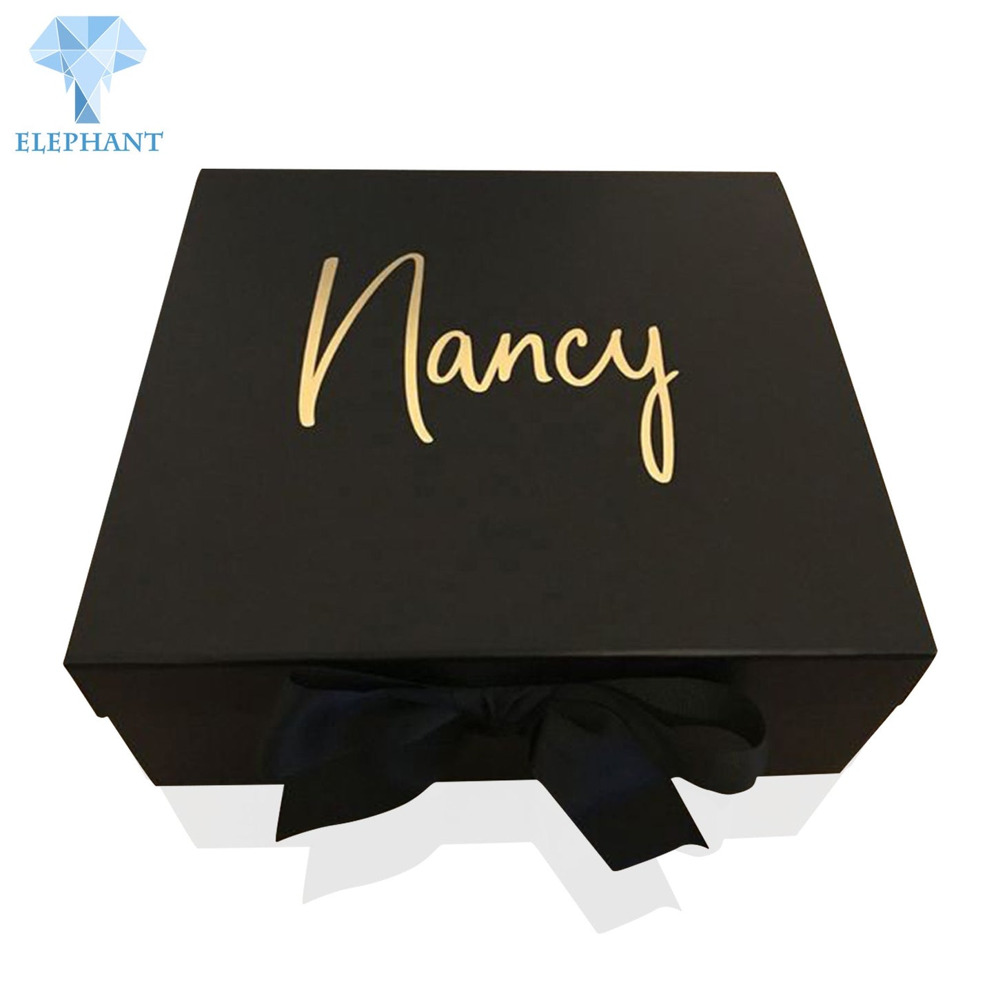 Custom Logo Luxury Black Cardboard Folding Foldable Magnetic Gift Box With Ribbon