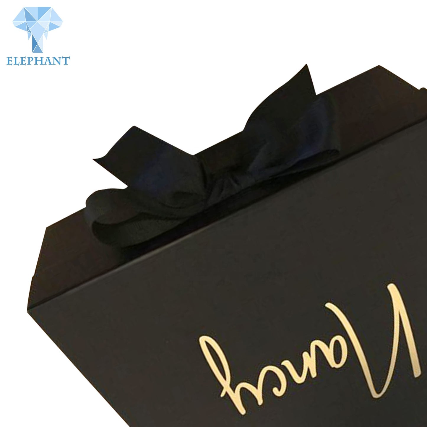 Custom Logo Big Small Folding Black Luxury Wedding With Ribbon Paper Gift Box Packaging