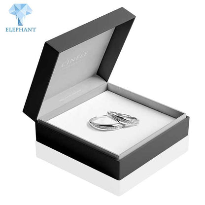 Custom Logo Design Black Paper Card Box Magnetic Luxury Jewelry Packaging Box