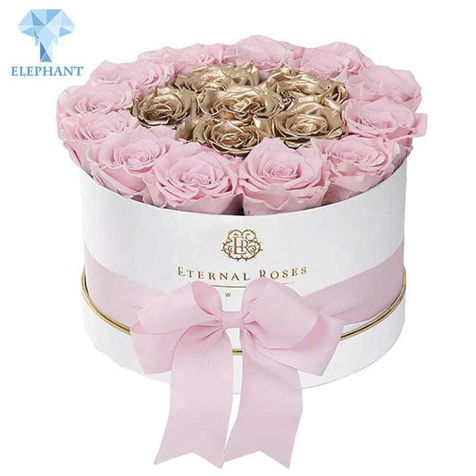 Custom Preserved Roses Mom Paper Gift Bouquet Luxury Round Flower Box