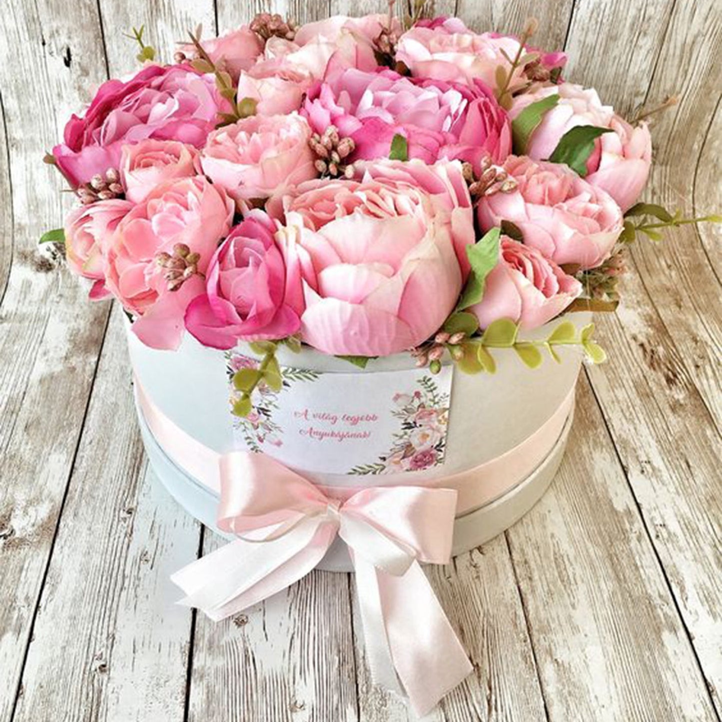 Custom Preserved Roses Mom Paper Gift Bouquet Luxury Round Flower Box