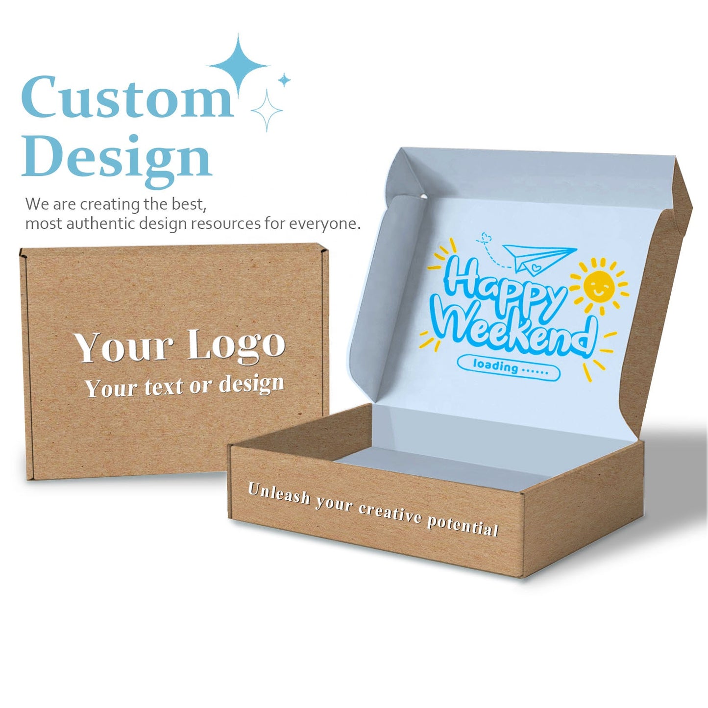 Custom Logo Printed Small Business Recycled Flat pack Corrugated Folding Kraft Paper Mailer Shipping Mailing Box Mailers