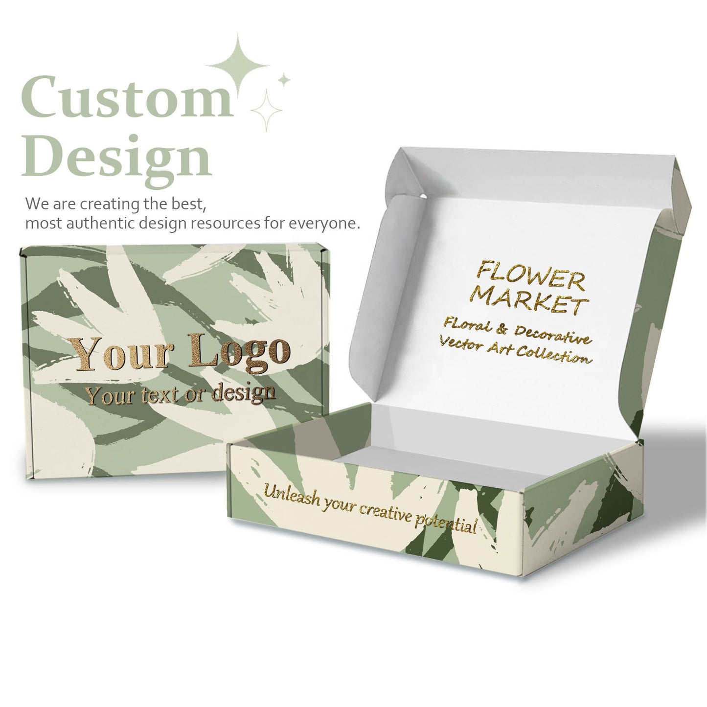 Custom Design Logo Printed Flat Pack Paper Packaging Box Corrugated Die Cut Folding Box Mailers