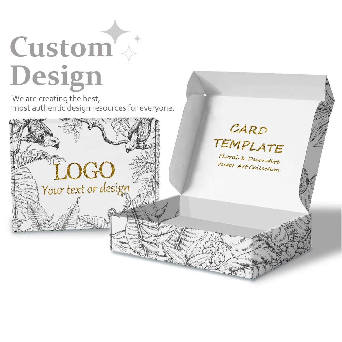 Custom Design Logo Printed Flat Pack Paper Packaging Box Corrugated Die Cut Folding Box Mailers