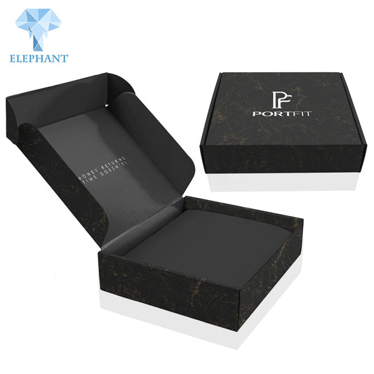 Custom Logo Black Corrugated Folding Paper Box For Wig Hair Extension Black Wig Box