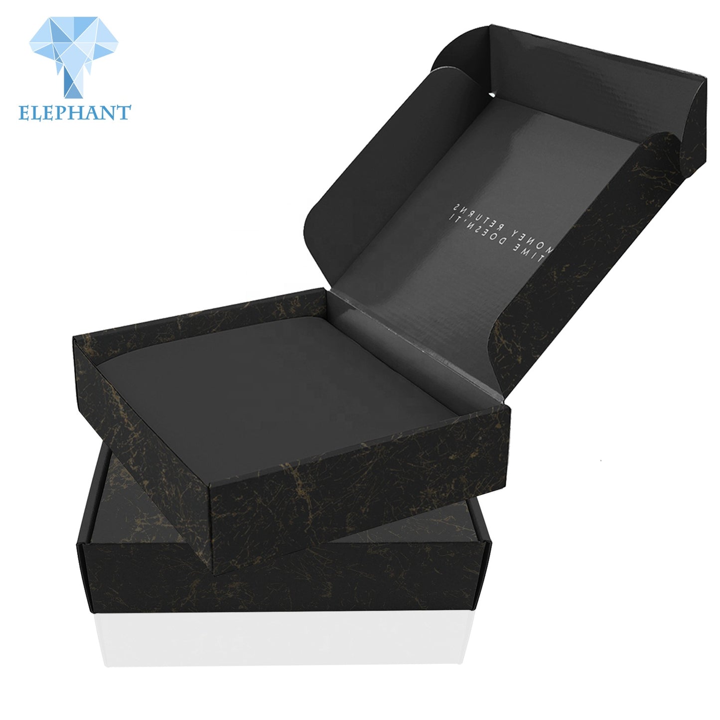 Custom Logo Black Corrugated Folding Paper Box For Wig Hair Extension Black Wig Box