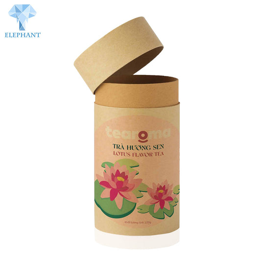 Custom Cylinder Empty Tea Bags Paper Packaging Sample Box Kraft Round Tube Green Tea Gift Box