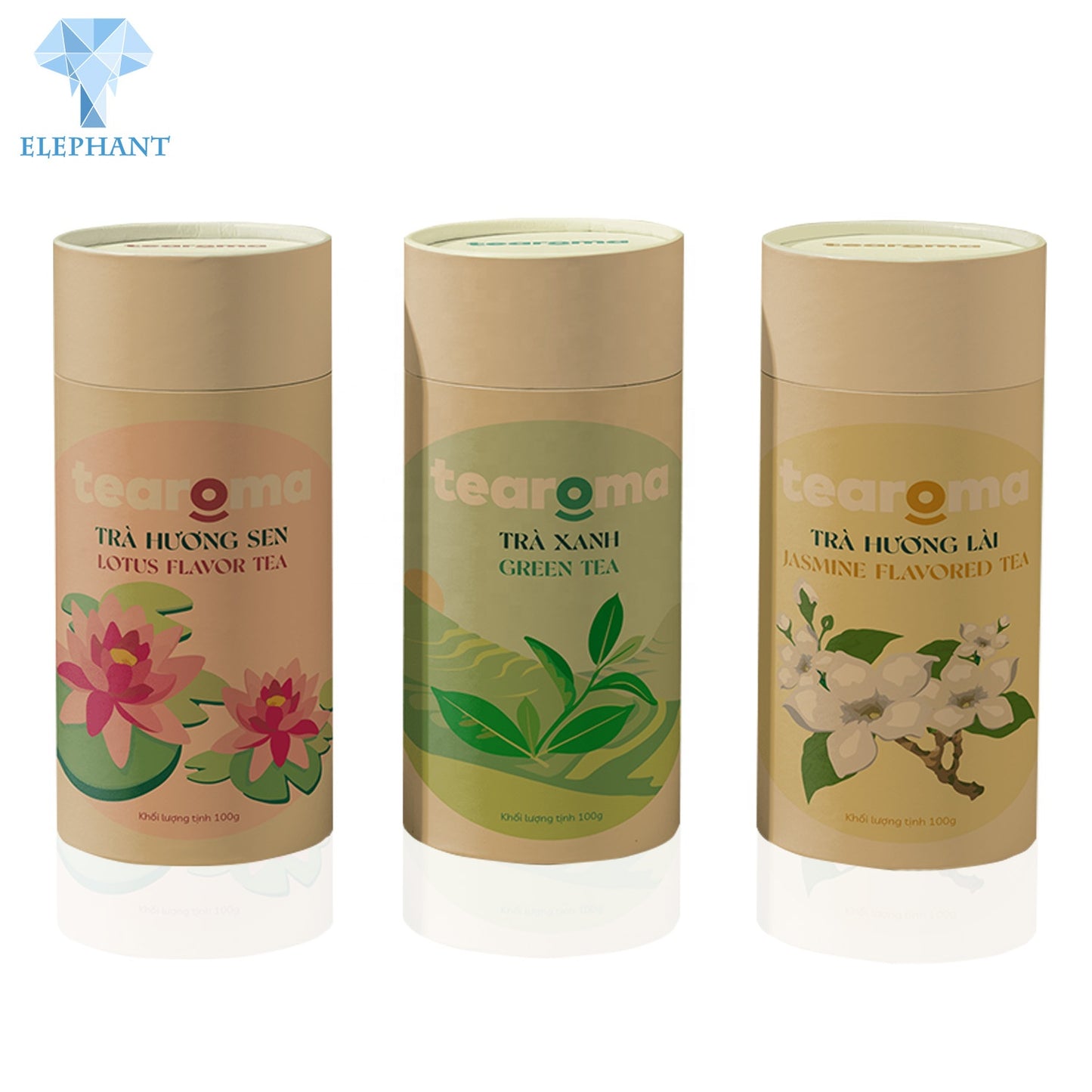 Custom Cylinder Empty Tea Bags Paper Packaging Sample Box Kraft Round Tube Green Tea Gift Box