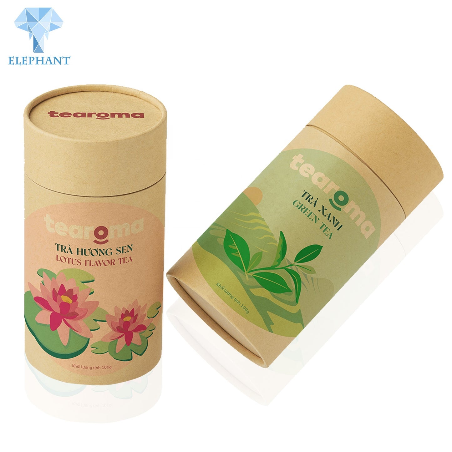 Custom Cylinder Empty Tea Bags Paper Packaging Sample Box Kraft Round Tube Green Tea Gift Box