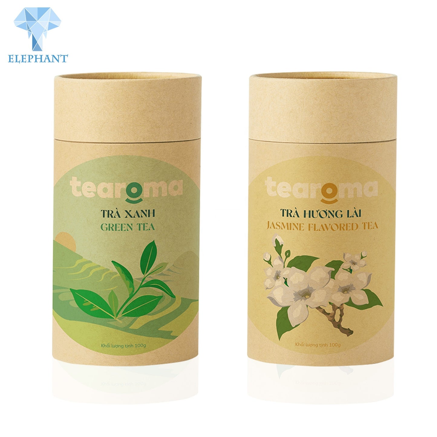 Custom Cylinder Empty Tea Bags Paper Packaging Sample Box Kraft Round Tube Green Tea Gift Box