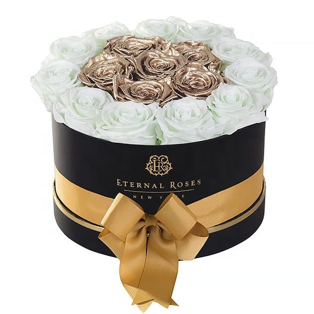 Custom Cardboard Round Tube Cylinder Flower Rose Packaging Box Black Round Box