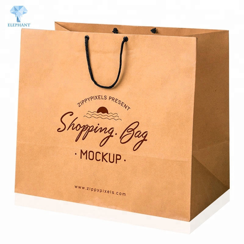 Custom brand logo color printed recycled luxury paper cosmetic bag