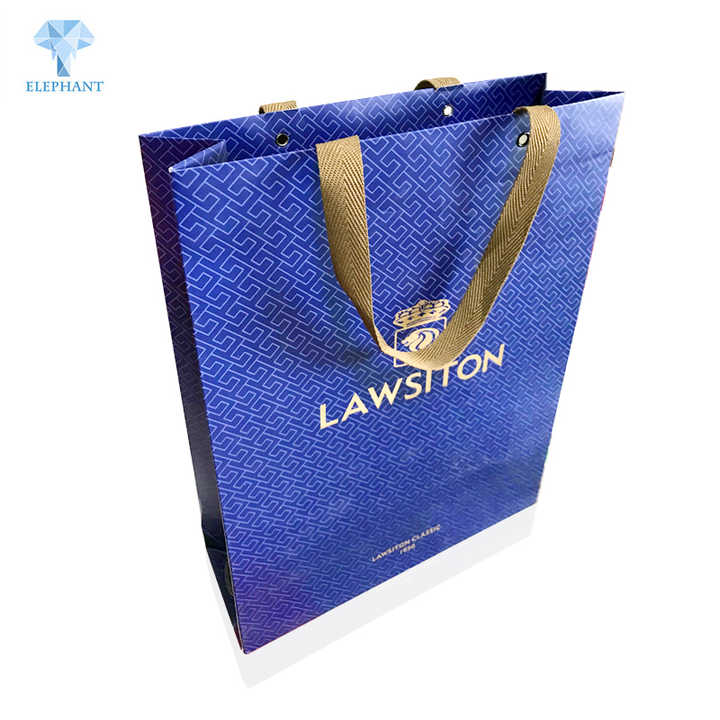 Wholesale Custom High Quality Kraft Paper Printed Luxury Blue Wine Paper Bag