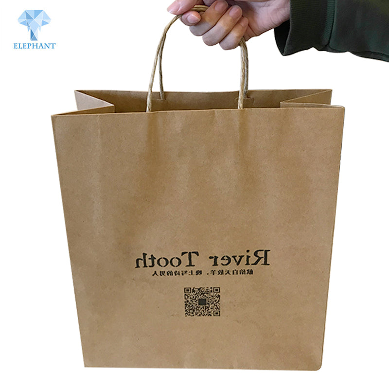 Custom Craft Reusable Recycled Thickness Brown Kraft Paper Bag