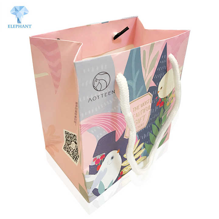 Slogan customized biodegradable small paper bag with handle