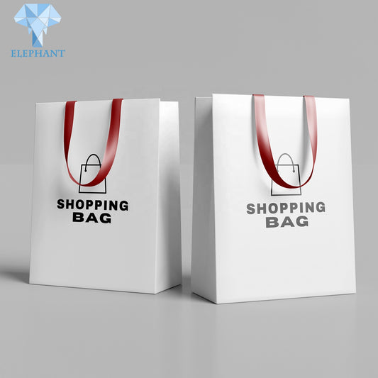 China Manufacturers Cheap Handbag Black And White Paper Bag With Logo Print