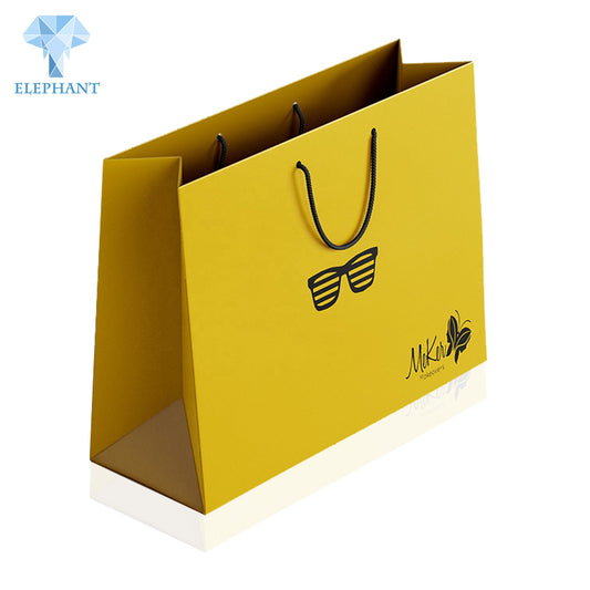 Custom Unique Colour Printing Yellow Paper Bag With Your Own Logo Luxury Brand Packaging Paper Bag