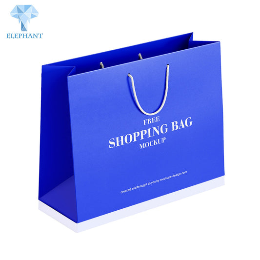 Wholesale Custom Printed Brand Logo Design Luxury Clothing Blue Cardboard Paper Bag