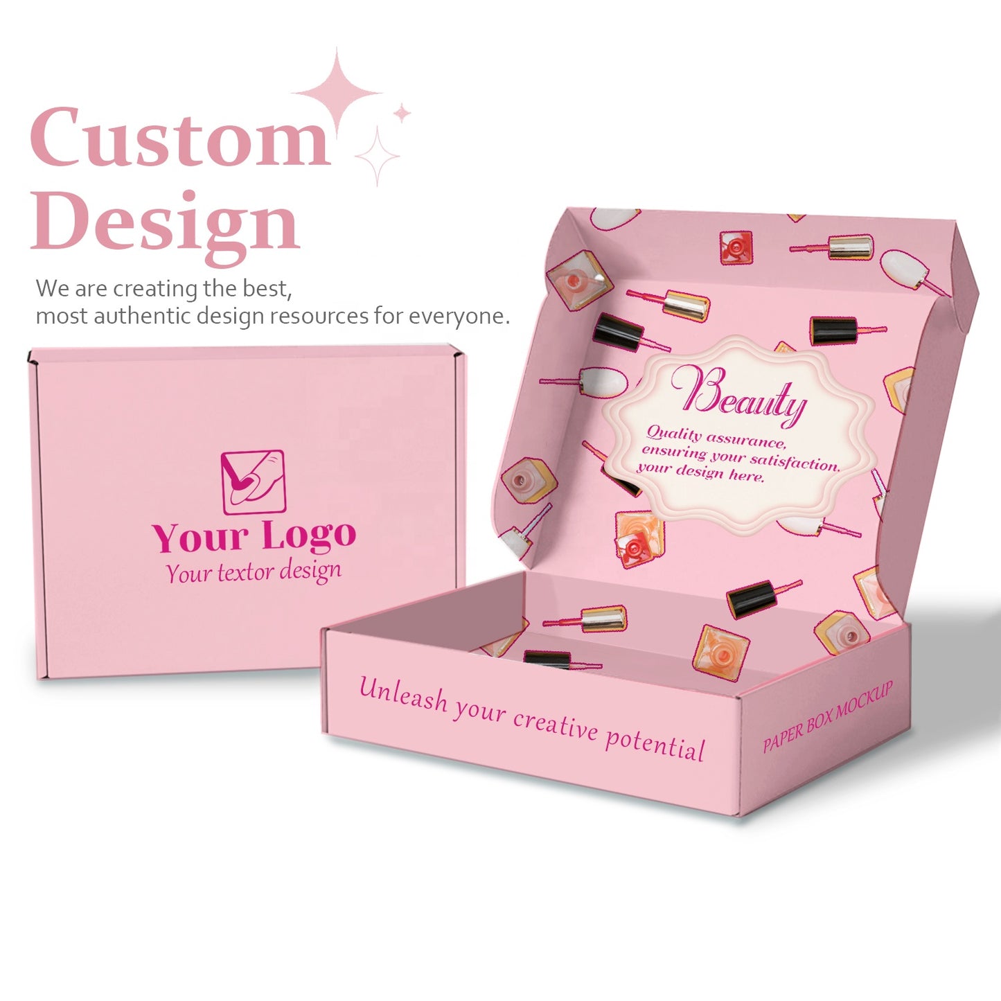 Custom Beautiful Recycled Square Folding Corrugated Packaging Box For Nail Polish