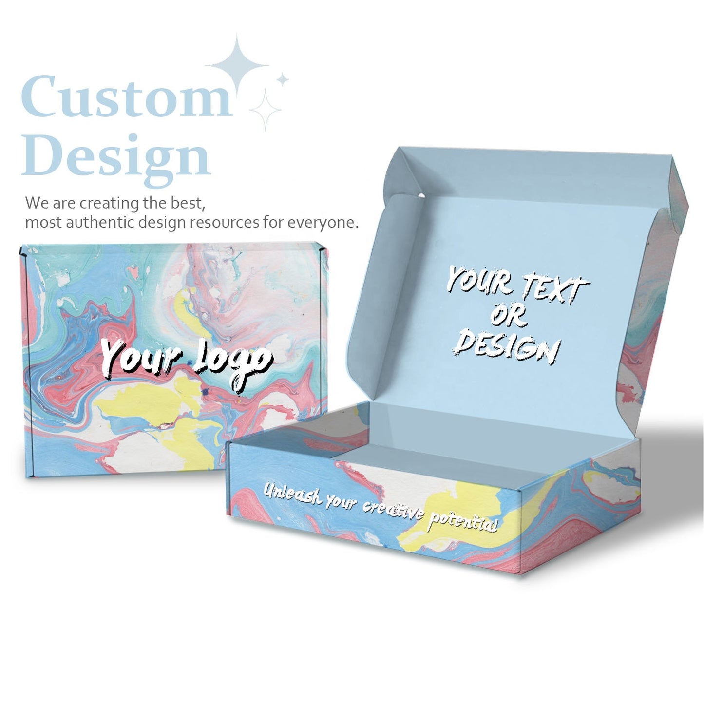 Customize Your Own Box For Product Printed Colour Flat pack Packaging Box for Small Business Corrugated Die Cut Blue Box Mailers