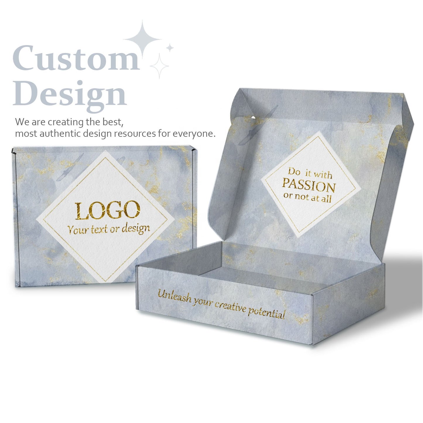 Customize Your Own Box For Product Printed Colour Flat pack Packaging Box for Small Business Corrugated Die Cut Blue Box Mailers